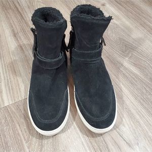 Marc Fisher black suede leather sherpa boots 11